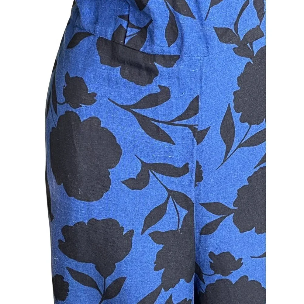 Kate Spade x Target Blue Floral One Shoulder Jumpsuit Linen Blend Size 10 NWT
